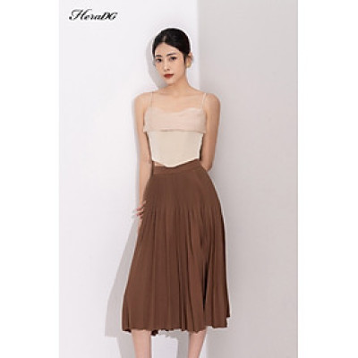 Chân váy dập ly dáng xòe xẻ quạt dày dặn thời trang công sở HeraDG WJPBB2028