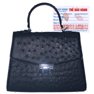 HJ6457-58-59-60 - Túi hộp đeo chéo nữ Huy Hoàng da đà điểu màu đen, nâu đất, vàng bò, nâu đỏ