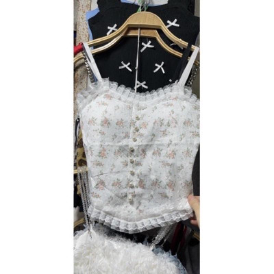 Áo 2s hai dây khuy ngọc phối ren có đệm ngực