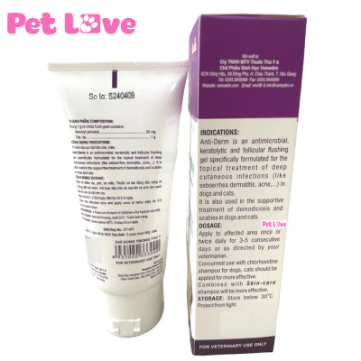 Kem Anti Derm bôi viêm da, ghẻ, xà mâu chó mèo ( Vemedim)