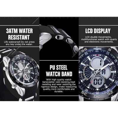 Đồng hồ nam WEIDE WH1103 màn hình kép kỹ thuật số chống thấm nước