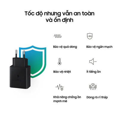 Bộ dây & củ sạc nhanh Samsung 45W Type-C cho Galaxy Note10 Plus, S20 Ultra và các dòng điện thoại khác – Hàng Chính hãng