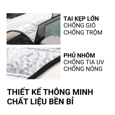 Tấm Bạt Chắn Nắng Kính Lái Xe Ô Tô A551 Có Tai Chụp Gương Chiếu Hậu 2 Bên