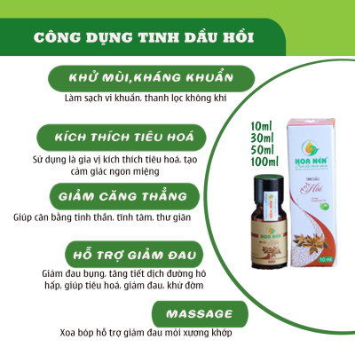 Tinh dầu hoa Hồi nguyên chất 10ml - Hoa Nén - Chống cảm lạnh, cảm cúm