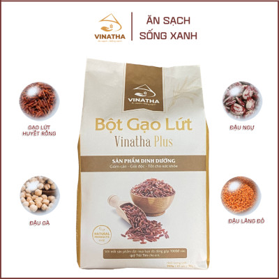 Bột Gạo Lứt Thực Dưỡng Vinatha Plus - Tiêu Mỡ Cải Thiện Sức Khỏe 24 gói nhỏ 40 gram