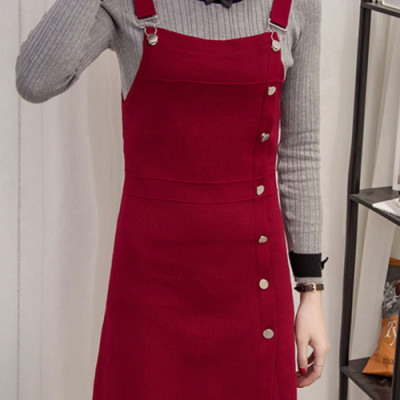 Đầm yếm nữ phối nút thu đông Haint Boutique Da85