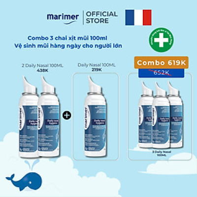 Combo 3 Chai Xịt Mũi Nước Biển Sâu Marimer - Vệ Sinh Hàng Ngày Dành Cho Gia Đình 