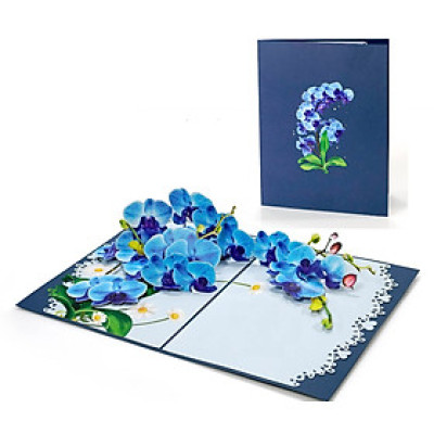 Thiệp 3D Pop Up Hoa Lan Xanh – Thiệp Hoa Nghệ Thuật, Thiệp Chúc Mừng, Sinh Nhật, Sang Trọng, F45