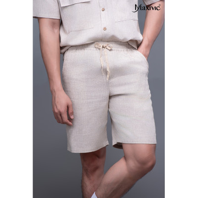 Quần nam linen be nhạt ngắn 