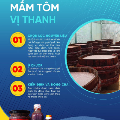 Mắm Tôm Vị Thanh loại Đặc Biệt, thơm ngon, sạch sẽ, ủ chượp lên men tự nhiên từ tôm biển tươi cùng muối tinh khiết trong thùng gỗ, không chất bảo quản