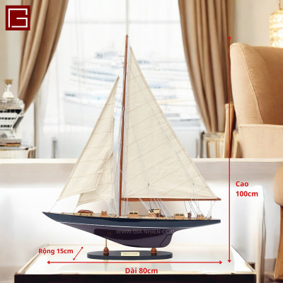 Mô hình thuyền gỗ phong thủy, thuyền buồm trang trí ENDEAVOUR PAINTED, thuyền gỗ trang trí hàng chính hãng