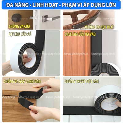 Cuộn Xốp Dán Chân Bàn Ghế Chống Ồn Keo Tự Dính Viền Nội Thất Bịt Khe Cửa Sổ Góc Bàn Chống Va Đập