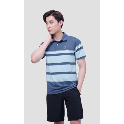 Áo Thun Polo Nam Sọc Ngang Thân Sọc Xanh Đen Biển Cao Cấp 2021 