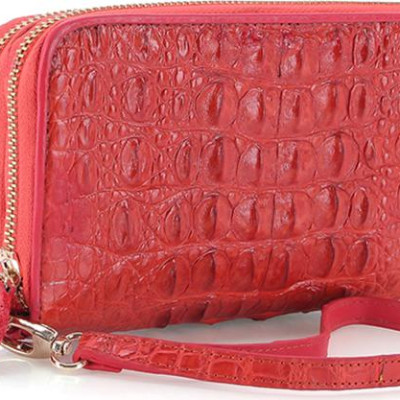 Ví Da Cá Sấu 2 Khóa Nguyên Con Huy Hoàng HT3265 (10,5 x 19 cm) - Đỏ