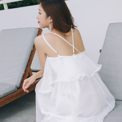 Đầm maxi dài trắng, dáng xòe, đẹp nhẹ nhàng, tinh khôi, lưng trần đan dây quyến rũ | MX028