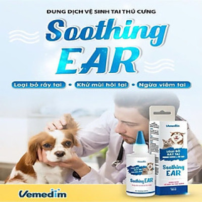 Vemedim Soothing Ear Nước Vệ Sinh Tai, Khử Mùi Hôi Tai cho Chó Meo - Chai 100ml