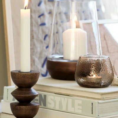 Chân nến | JYSK Janus | gỗ tự nhiên/thép | nâu | DK9xC14cm