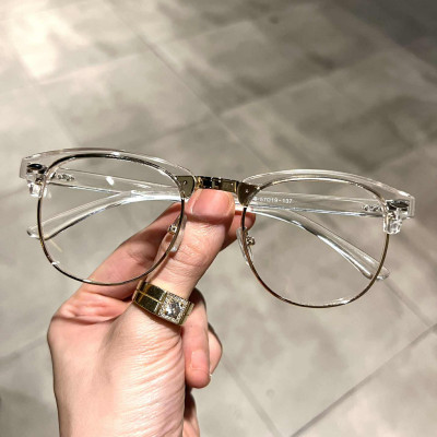 Kính Club nửa viền trong suốt gọng nhựa dẻo cho nam nữ