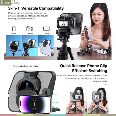 Ulanzi Teleprompter RT02 - Máy Nhắc Chữ Đa Năng Dành Cho Điện Thoại Thông Minh, DSLR Và Máy Ảnh Có Điều Khiển Từ Xa - Hàng chính hãng