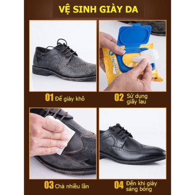 Giấy vệ sinh  giày bịch 30 tờ , vệ sinh các giày thể thao , các loại da , siêu sạch ,giúp sáng bóng , sạch sẽ , tiện lợi nhỏ gọn dễ dàng mang theo mọi nơi 