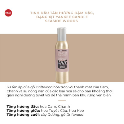 Tinh dầu tán hương đậm đặc, dạng xịt Yankee Candle - Seaside Woods (42.5g)