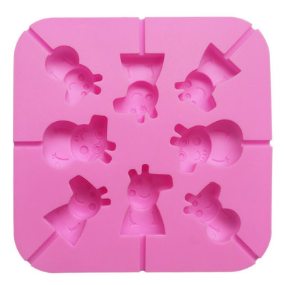 Khuôn silicon làm rau câu, socola, kẹo mút 8 heo con Cute Peppa – Mã số 1056