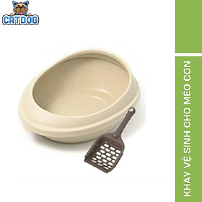 Khay vệ sinh cho mèo size nhỏ màu kem