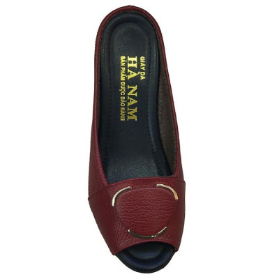 Dép Nữ Quai Ngang Đế Xuồng Da Bò Thật TiTi ĐÔ Cao Cấp 4cm DNU2072d