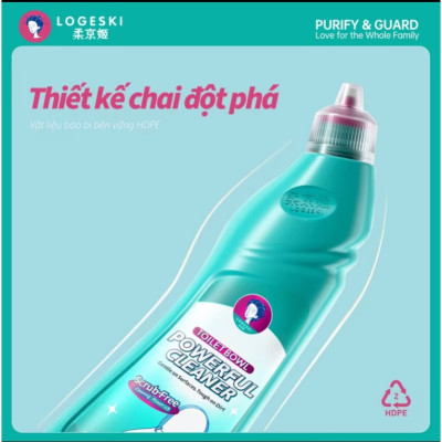 Nước Tẩy Rửa Bồn Cầu Logeski 500ml, công thức kiềm không làm hư hại các sản phẩm men sứ, gạch nhà vệ sinh