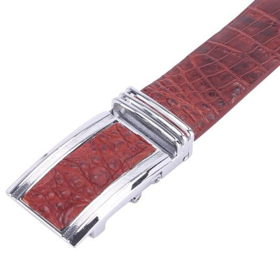 HC4838 - Dây nịt nam da cá sấu Huy Hoàng gai đuôi 4P màu nâu đỏ