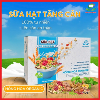 Sữa hạt cho Người Gầy Hồng Hoa Organic 36gói/ 900g – Tăng cân tự nhiên, an toàn, Thuần Chay, Không đậu nành, Không chất bảo quản