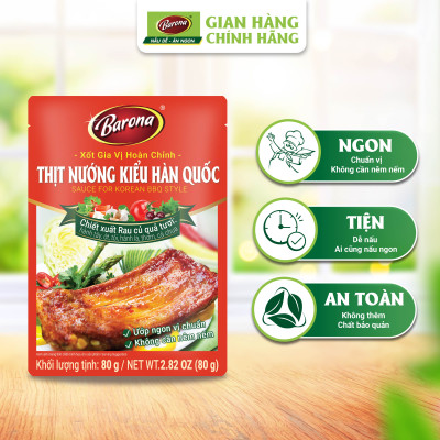 Combo 3 gói Xốt Gia vị hoàn chỉnh Barona - Thịt Nướng Hàn Quốc 80gr