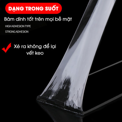 Băng keo dán nano 2 mặt siêu dính trong suốt 3mét