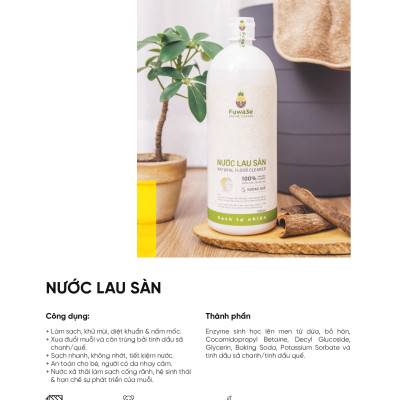 Nước lau sàn hữu cơ enzyme sinh học từ vỏ dứa Fuwa3e 1L - hương SẢ CHANH/ QUẾ