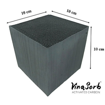 1 Viên Than hoạt tính khử mùi dạng tổ ong - Nhãn hiệu Vina Sorb HN81 - Quy cách 10cm x 10cm x 10cm