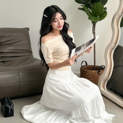 Áo nữ tay ngắn kiểu trễ vai chất liệu thích hợp mùa hè Muriel Miều Est.2013