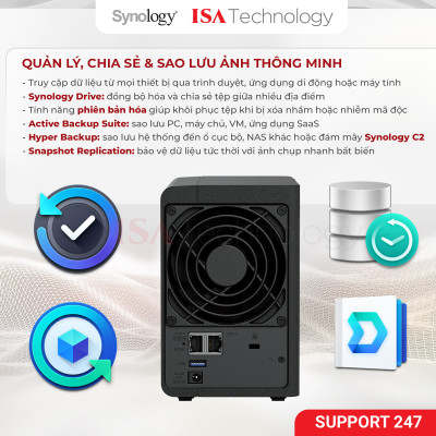 Nas Synology DS225+ thiết bị lưu trữ mạng 2 bay ổ cứng dành cho cá nhân và doanh nghiệp nhỏ năm 2025 hàng chính hãng