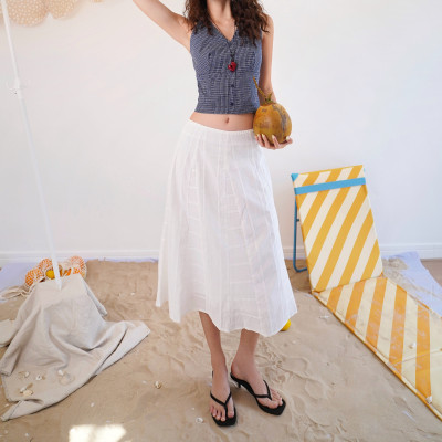 Chân váy dài chân chất vải cotton thêu có size dành cho nữ Gabrielle Miều Est.2013