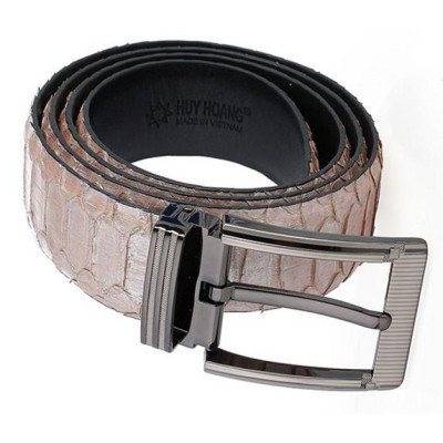 Dây nịt nam da trăn Huy Hoàng vip bản lớn đầu kim màu hồng phấn HC4370