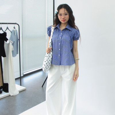 DOTTIE - Quần kaki ống rộng xếp li - Trắng - Q0402