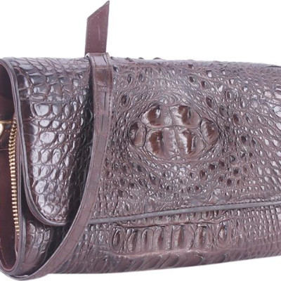 Túi Đeo Chéo Nữ Da Cá Sấu Huy Hoàng HT6231 (14.5 x 24.5 cm) - Nâu Đất