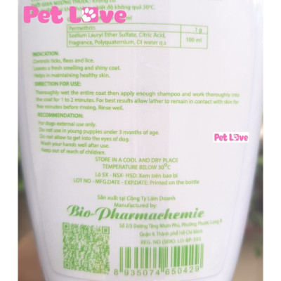 Sữa tắm diệt ve rận, bọ chét, khử mùi trên chó Bio Care 200ml