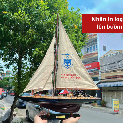Mô hình thuyền gỗ phong thủy, thuyền buồm trang trí ENDEAVOUR PAINTED, thuyền gỗ trang trí hàng chính hãng