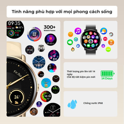 Đồng Hồ Thông Minh Zeblaze GTR3 Pro - Màn hình Amoled - Hỗ trợ nghe gọi - Theo dõi sức khỏe - Full Tiếng Việt - Hàng Chính Hãng