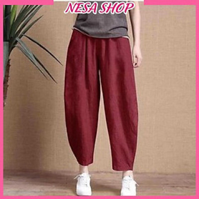 Quần ống rộng, chất liệu Linen, quần kiểu nữ form rộng rãi, thoải mái NeSa Shop QKH.39
