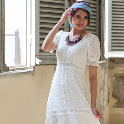 Đầm Maxi Trắng Đầm Maxi Đi Biển Thời trang thiết kế Hity DRE119 (Trắng Kim Cương)