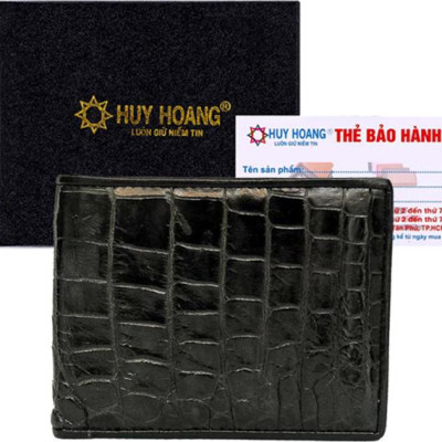 Ví Nam Da Cá Sấu Huy Hoàng HT2219 (12.5 x 10 cm) - Đen