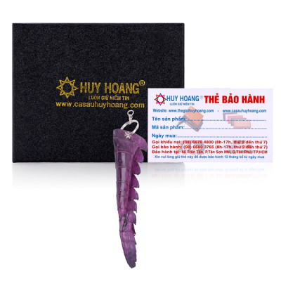 Móc khóa da cá sấu Huy Hoàng gai đuôi màu tím HC8240