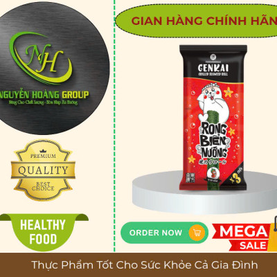 GENKAI - Rong Biển Nướng Cuộn Vị Tự Nhiên 10.8g( 3.6g × 3 Cuộn)