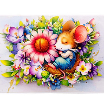 Thiệp 3D Chuột Con Ngủ Trong Vườn Hoa – Thiệp Pop Up Dễ Thương, Độc Đáo Tặng Sinh Nhật, Lễ Tình Nhân, Ngày Quốc Tế Thiếu Nhi, F59